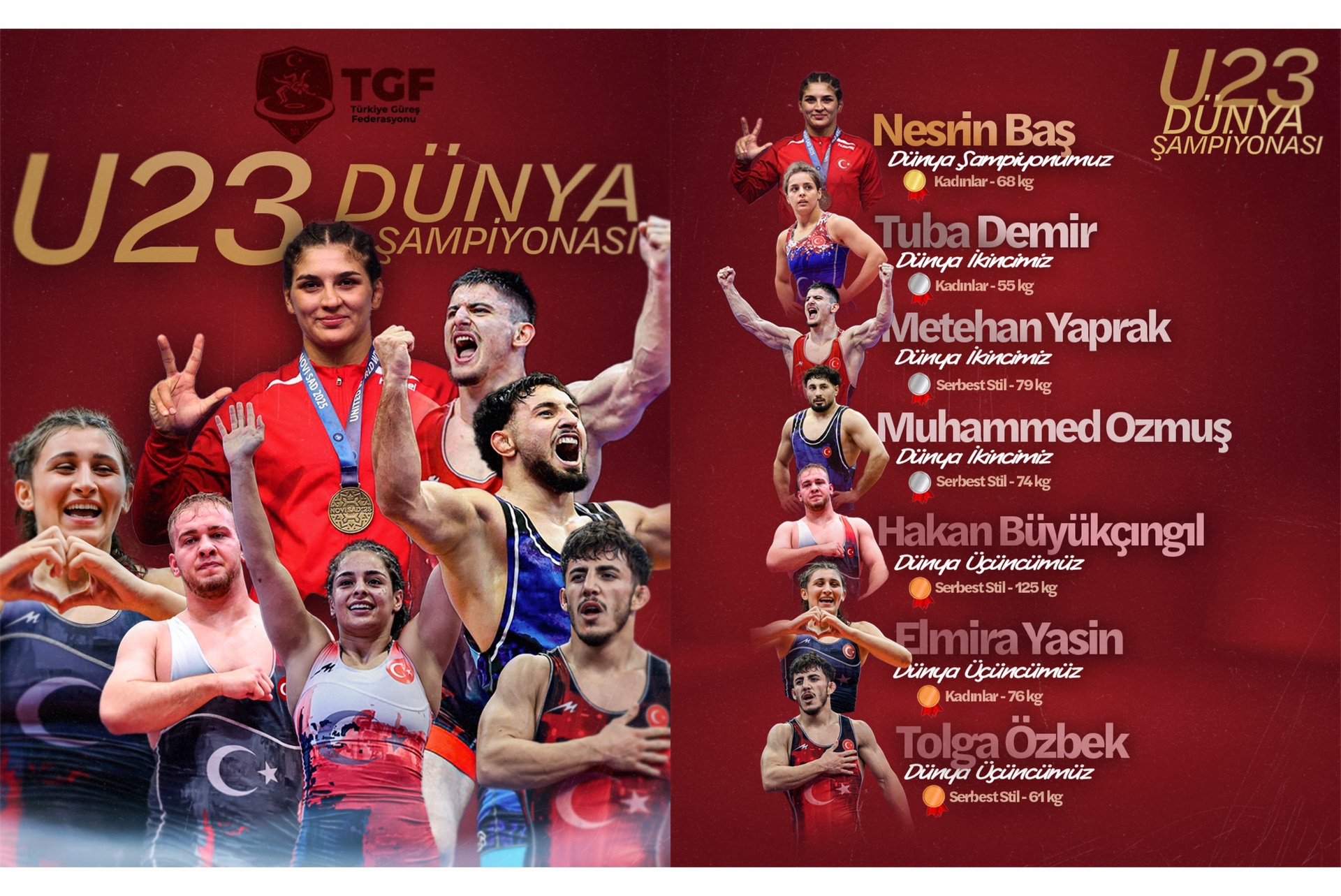 U23 DÜNYA ŞAMPİYONASI’NDA TÜRKİYE’DEN 7 MADALYA!